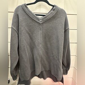 Aerie wonder v neck pullover sweatshirt grey